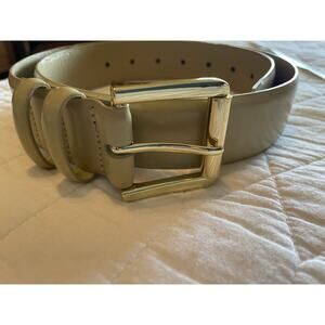 J. Crew Cream Mellow Yellow Leather Belt with Gold Hardware - Size S - New